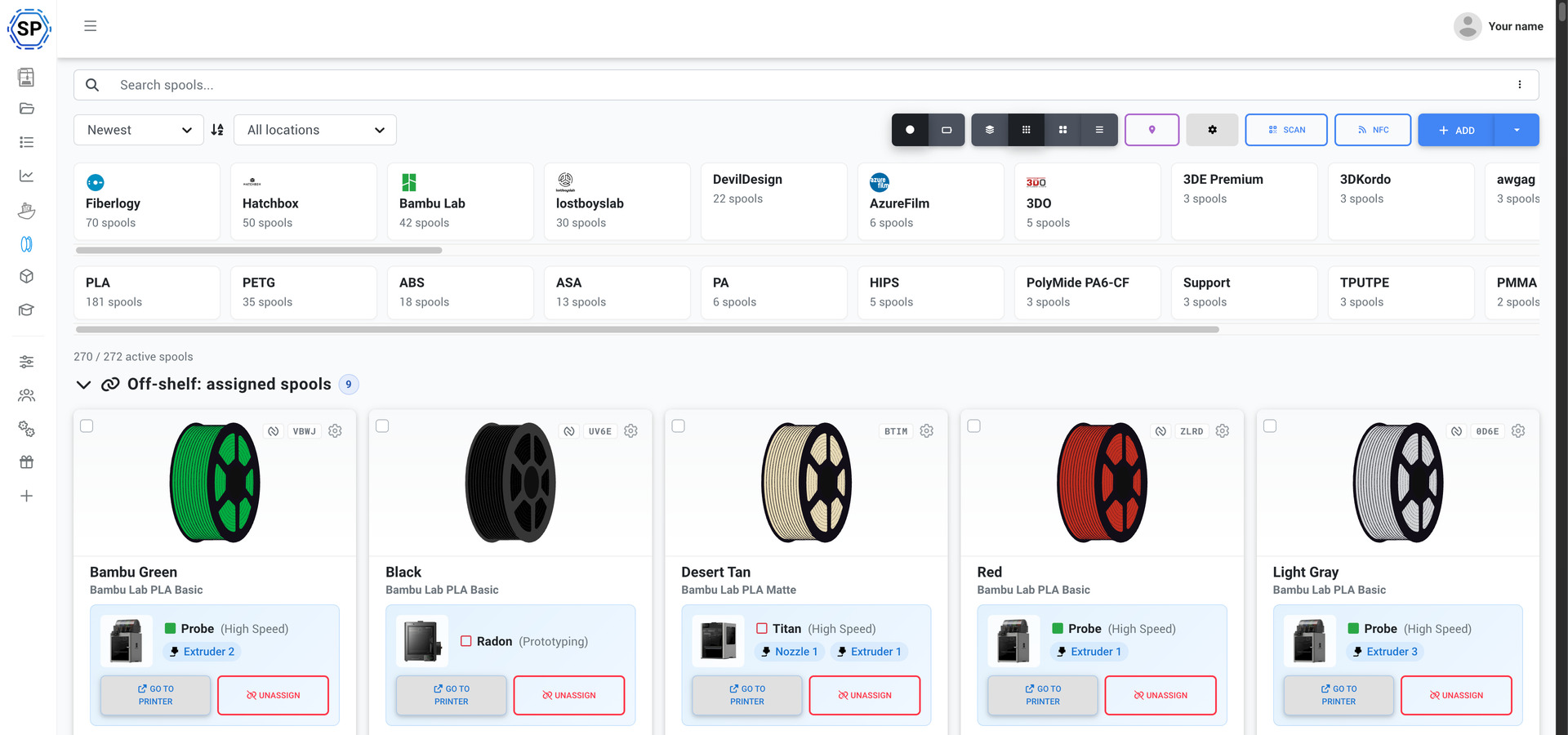 Filament manager grid view