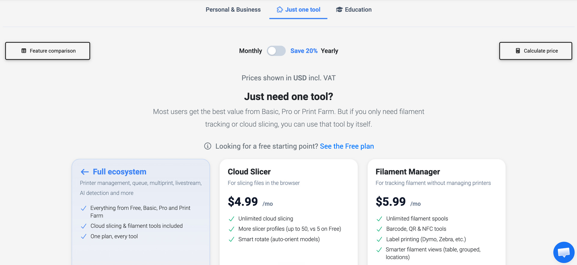 SimplyPrint's new single-tool plans: Cloud Slicer and Filament Manager