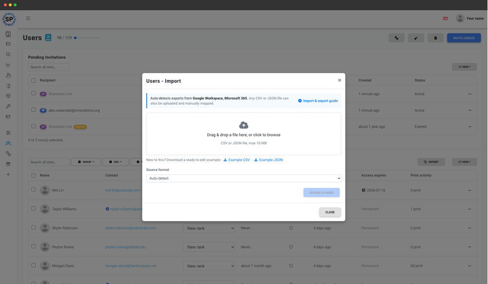 Importing a class of students from a CSV file