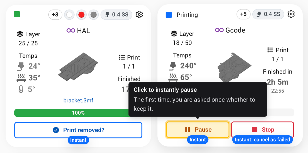 Holding Shift shows which buttons act instantly